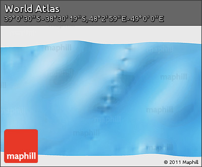 Shaded Relief 3D Map of the Area around 38° 45' 25" S, 48° 31' 29" E