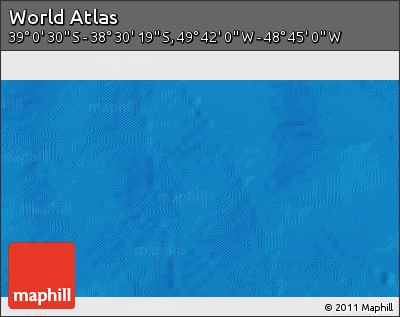 Shaded Relief 3D Map of the Area around 38° 45' 25" S, 49° 13' 30" W