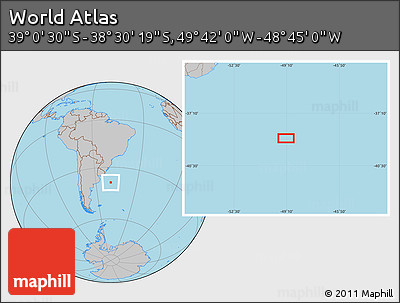 Gray Location Map of the Area around 38° 45' 25" S, 49° 13' 30" W
