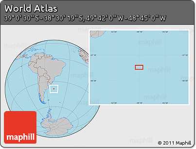 Gray Location Map of the Area around 38° 45' 25" S, 49° 13' 30" W