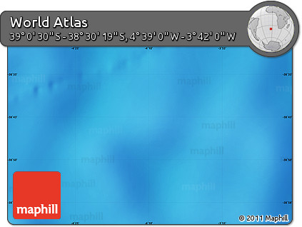 Shaded Relief Map of the Area around 38° 45' 25" S, 4° 10' 30" W