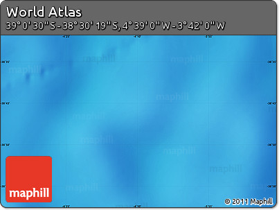 Shaded Relief Map of the Area around 38° 45' 25" S, 4° 10' 30" W