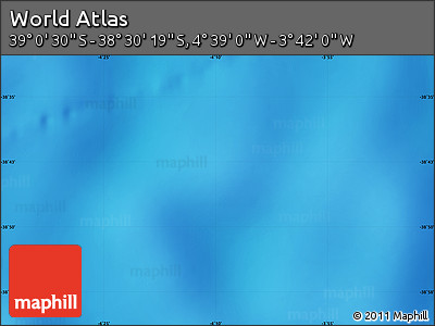Shaded Relief Map of the Area around 38° 45' 25" S, 4° 10' 30" W