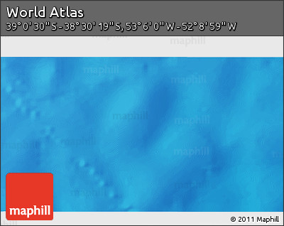 Physical 3D Map of the Area around 38° 45' 25" S, 52° 37' 30" W