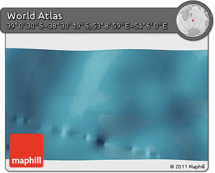 Satellite 3D Map of the Area around 38° 45' 25" S, 53° 37' 30" E