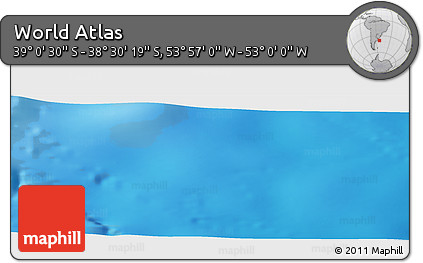 Physical Panoramic Map of the Area around 38° 45' 25" S, 53° 28' 30" W