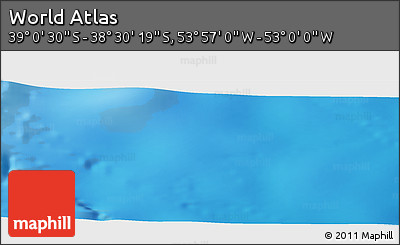 Physical Panoramic Map of the Area around 38° 45' 25" S, 53° 28' 30" W