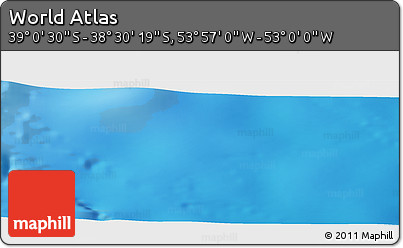 Physical Panoramic Map of the Area around 38° 45' 25" S, 53° 28' 30" W