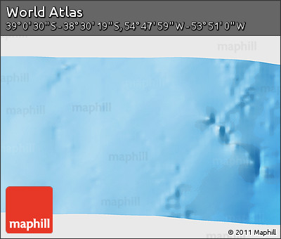 Physical 3D Map of the Area around 38° 45' 25" S, 54° 19' 30" W