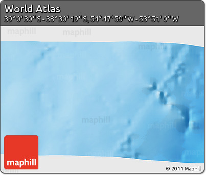 Physical 3D Map of the Area around 38° 45' 25" S, 54° 19' 30" W