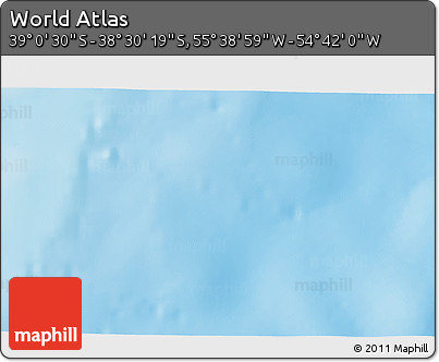 Shaded Relief 3D Map of the Area around 38° 45' 25" S, 55° 10' 29" W