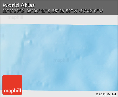 Shaded Relief 3D Map of the Area around 38° 45' 25" S, 55° 10' 29" W