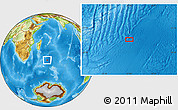 Physical Location Map of the area around 38° 45' 25" S, 57° 1' 29" E