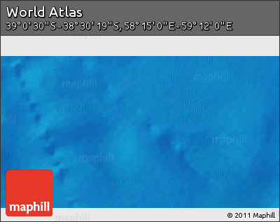 Physical 3D Map of the Area around 38° 45' 25" S, 58° 43' 30" E