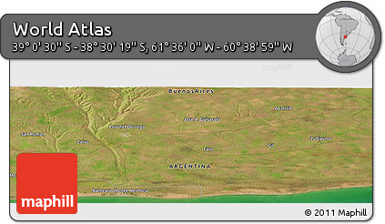Satellite Panoramic Map of the Area around 38° 45' 25" S, 61° 7' 30" W