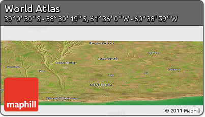 Satellite Panoramic Map of the Area around 38° 45' 25" S, 61° 7' 30" W