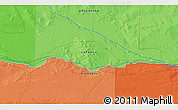 Political 3D Map of the area around 38° 45' 25" S, 65° 22' 30" W