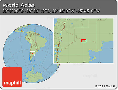 Savanna Style Location Map of the Area around 38° 45' 25" S, 66° 13' 29" W