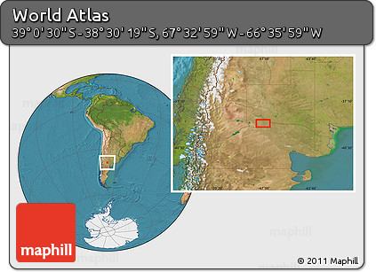 Satellite Location Map of the Area around 38° 45' 25" S, 67° 4' 29" W
