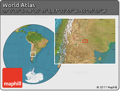 Satellite Location Map of the Area around 38° 45' 25" S, 67° 4' 29" W