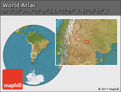 Satellite Location Map of the Area around 38° 45' 25" S, 67° 4' 29" W