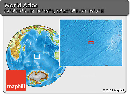 Physical Location Map of the Area around 38° 45' 25" S, 73° 10' 30" E