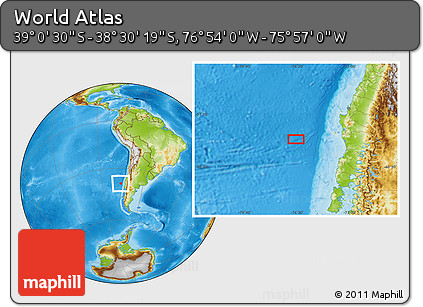 Physical Location Map of the Area around 38° 45' 25" S, 76° 25' 30" W
