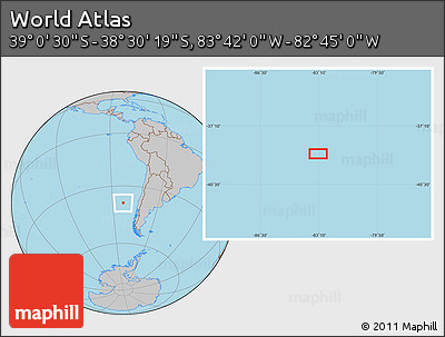 Gray Location Map of the Area around 38° 45' 25" S, 83° 13' 29" W