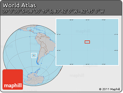 Gray Location Map of the Area around 38° 45' 25" S, 83° 13' 29" W