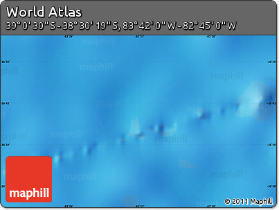 Shaded Relief Map of the Area around 38° 45' 25" S, 83° 13' 29" W