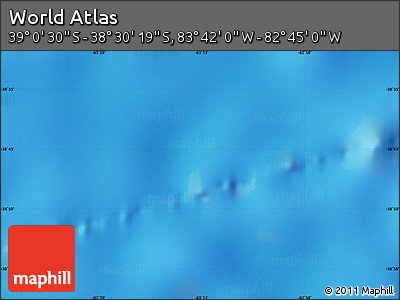 Shaded Relief Map of the Area around 38° 45' 25" S, 83° 13' 29" W