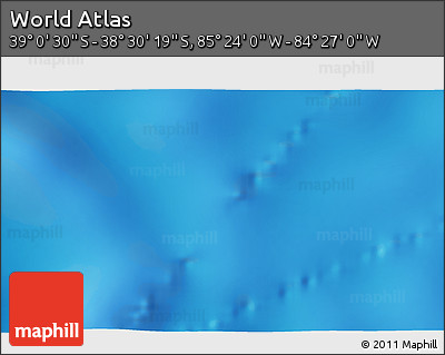 Physical 3D Map of the Area around 38° 45' 25" S, 84° 55' 30" W