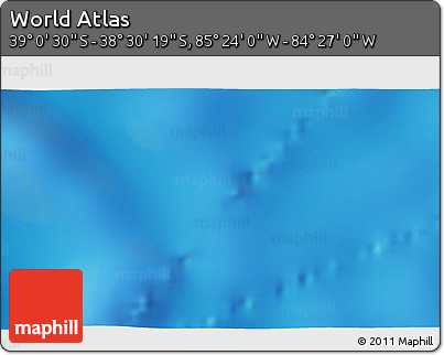 Physical 3D Map of the Area around 38° 45' 25" S, 84° 55' 30" W