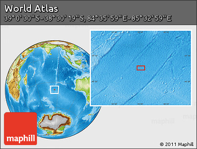 Physical Location Map of the Area around 38° 45' 25" S, 85° 4' 29" E