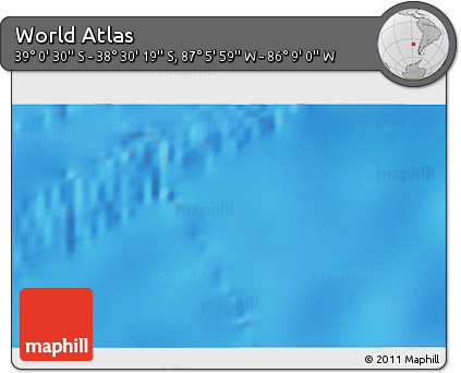 Physical 3D Map of the Area around 38° 45' 25" S, 86° 37' 30" W