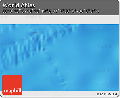 Physical 3D Map of the Area around 38° 45' 25" S, 86° 37' 30" W