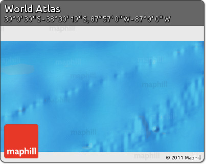 Physical 3D Map of the Area around 38° 45' 25" S, 87° 28' 29" W