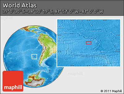Physical Location Map of the Area around 38° 45' 25" S, 87° 28' 29" W