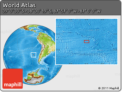 Physical Location Map of the Area around 38° 45' 25" S, 87° 28' 29" W