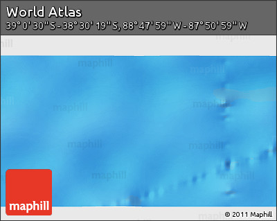 Physical 3D Map of the Area around 38° 45' 25" S, 88° 19' 29" W