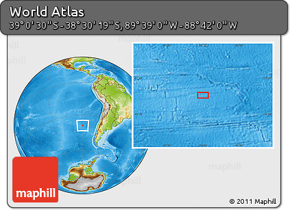 Physical Location Map of the Area around 38° 45' 25" S, 89° 10' 30" W