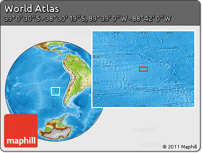Physical Location Map of the Area around 38° 45' 25" S, 89° 10' 30" W