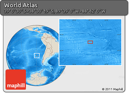 Shaded Relief Location Map of the Area around 38° 45' 25" S, 89° 10' 30" W