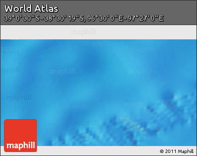Physical 3D Map of the Area around 38° 45' 25" S, 96° 58' 29" E