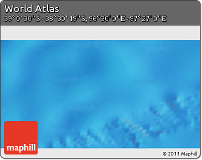 Physical 3D Map of the Area around 38° 45' 25" S, 96° 58' 29" E