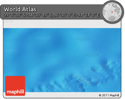 Shaded Relief 3D Map of the Area around 38° 45' 25" S, 96° 58' 29" E