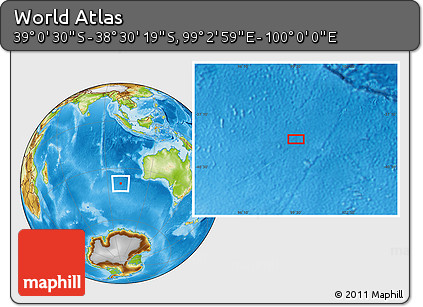 Physical Location Map of the Area around 38° 45' 25" S, 99° 31' 30" E