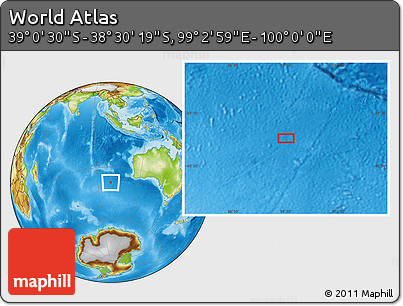 Physical Location Map of the Area around 38° 45' 25" S, 99° 31' 30" E
