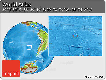 Physical Location Map of the Area around 38° 45' 25" S, 99° 22' 30" W
