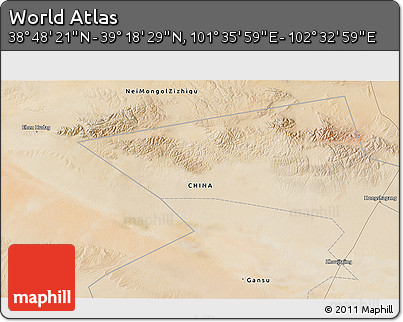 Satellite 3D Map of the Area around 39° 3' 25" N, 102° 4' 29" E